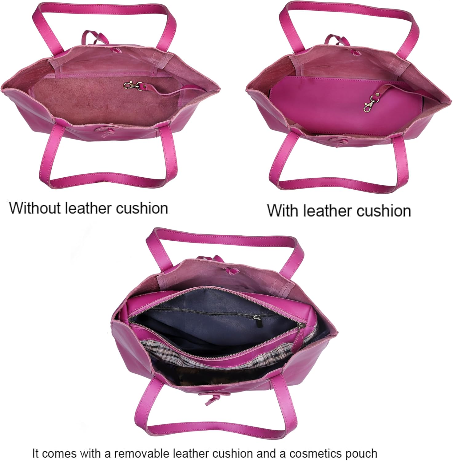 Women’s Genuine Leather Tote Bag – Classic Purple Handbag, Shoulder & Laptop Bag - Image 6