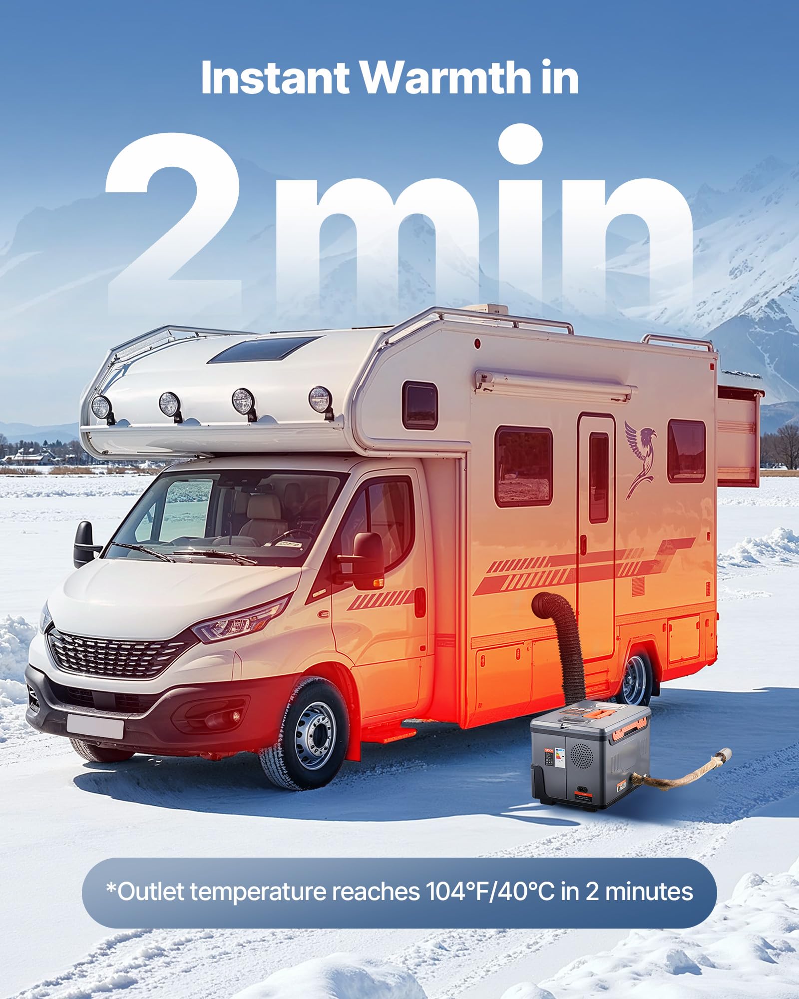 VEVOR Calentador Diésel de 8 kW Portátil, Todo en Uno, con Control por Bluetooth, Mando a Distancia y Pantalla LCD, Depósito de Combustible 5 L para Camiones y Autocaravanas, 425 x 320 x 310 mm