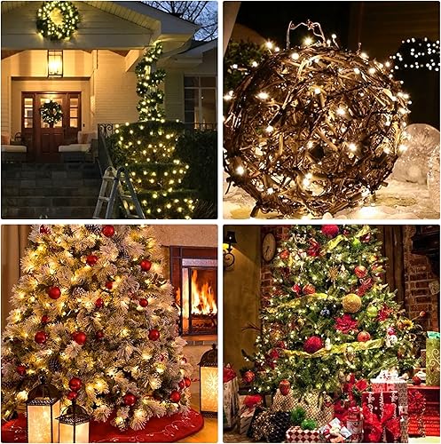 Miniatura 7 de FUNPENY Toal - Juego de 2 luces de Navidad, 300 unidades, 66 pies, cable verde para interiores y exteriores, árbol de Navidad, fiesta, vacaciones,