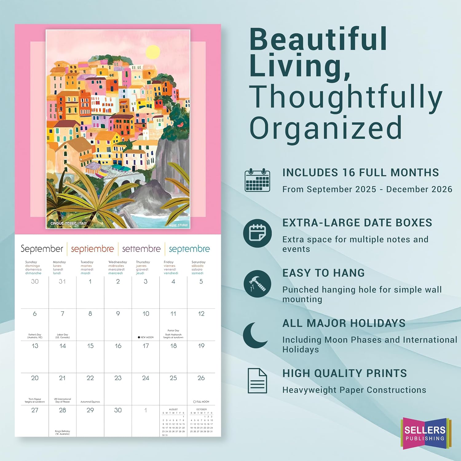 The Colorful World of Rhi James 2026 Wall Calendar, 12-Month Vibrant Art & Design Calendar, 12" x 12", Large Grids for Home or Office image 4