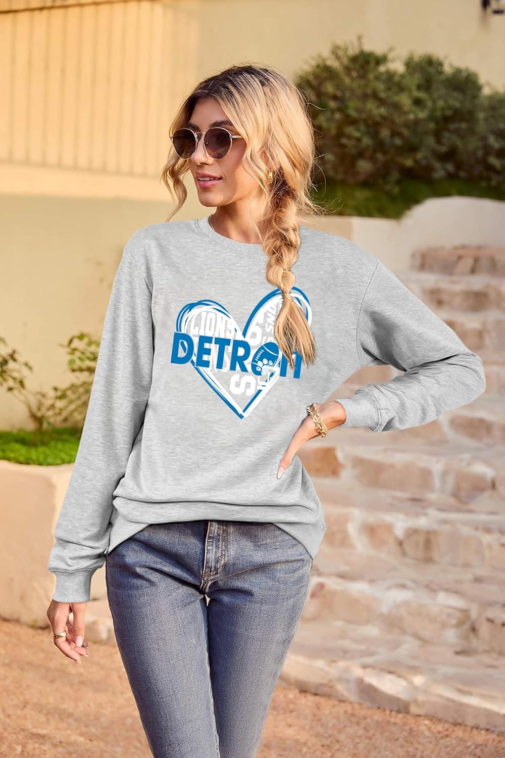 Football Sweatshirt Women Game Day Sweatshirts Football Team Fans Pullover Shirt Crewneck Heart Graphic Long Sleeve - Image 4