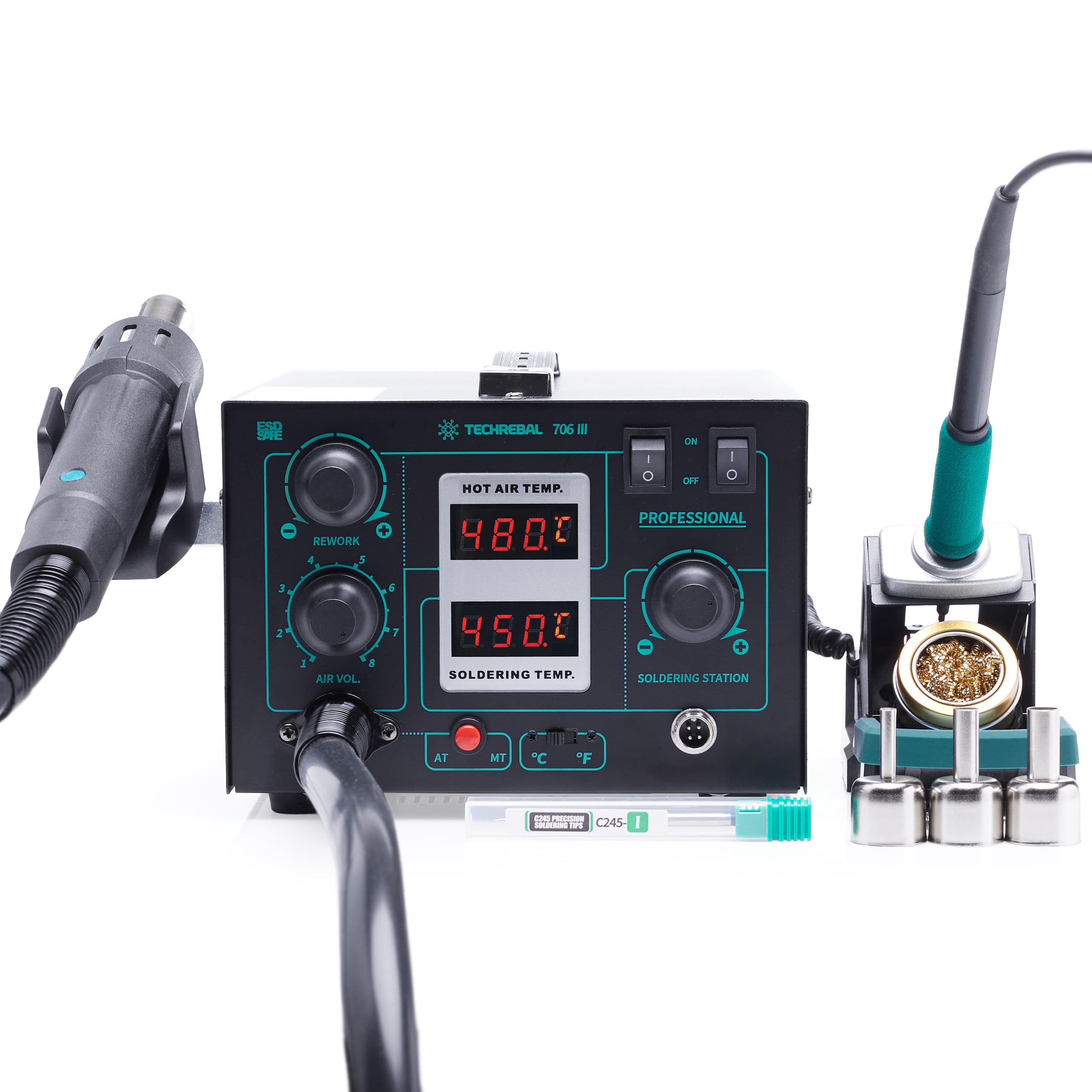 Stazione Saldante 2in1 Techrebal 706 III Ad Aria Calda Con Punte C245 720W