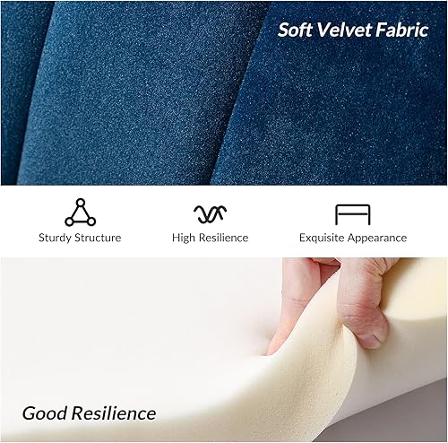 Miniatura 254 de HULALA HOME Moderno sofá biplaza de terciopelo con respaldo en forma de flor, cómodo sofá tapizado de 2 plazas con patas de metal dorado, sofá