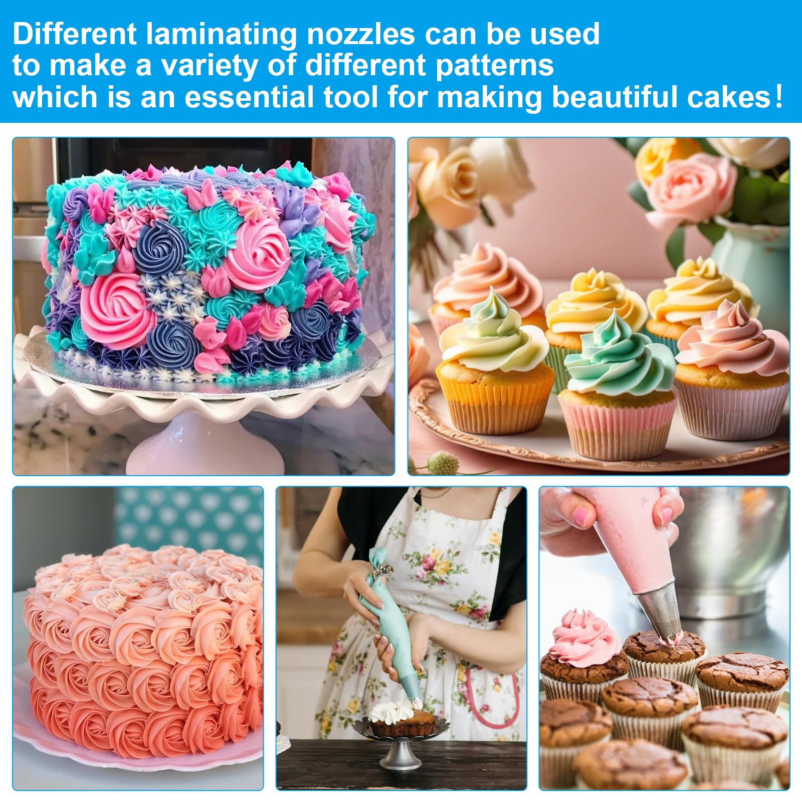 Douille Patisserie Professionnelle Compatible Poche à Douille, 10 PCS Grosse Douille Cannelée Décorer Gâteaux Cupcakes