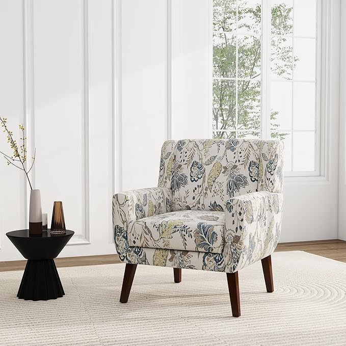 Sillón Acolchado Floral Moderno Tela para Sala Lectura miniatura 4