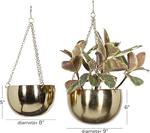 Miniatura 3 de Deco 79 Macetero de pared de metal para interiores y exteriores, juego de 2 colgadores de 5 pulgadas, 6 pulgadas de alto, negro