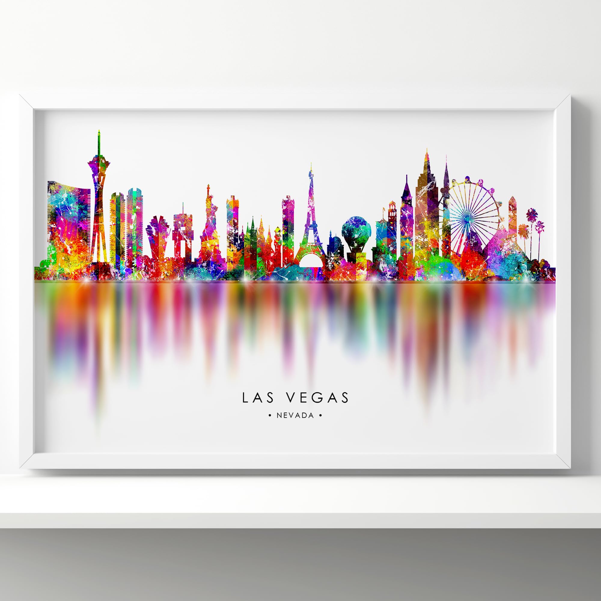 Amazon.com: Las Vegas Skyline Poster Abstract Colorful Cityscape
