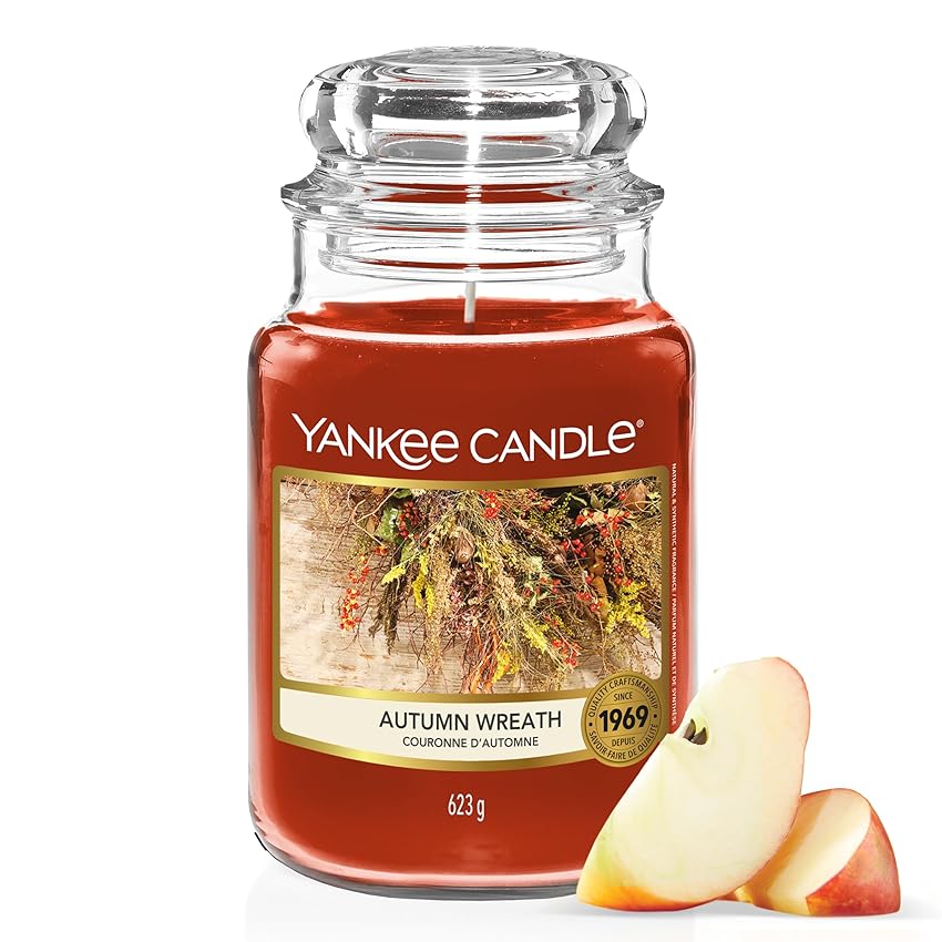 Yankee Candle Scented Candle | Candela in giara grande della Ghirlanda Autunnale | Candele a lunga combustione: fino a 150 ore | Regali perfetti per le donne