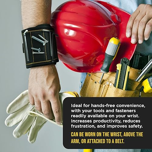 Miniatura 5 de Dura-Gold Cinturón de herramientas magnético para pulsera, correa de muñeca de nailon, potentes imanes para sujetar sujetadores, tornillos, clavos,