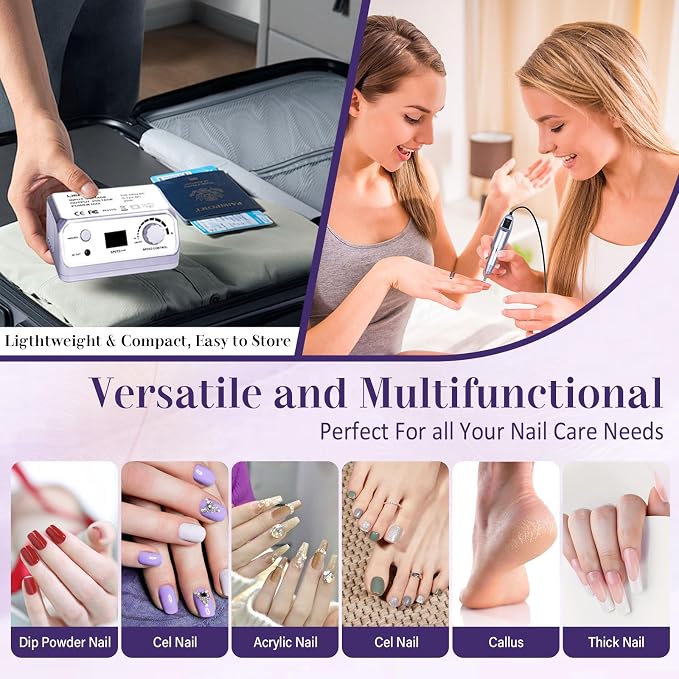Kit de manicura y pedicura con fresadora eléctrica de 35000 RPM miniatura 4