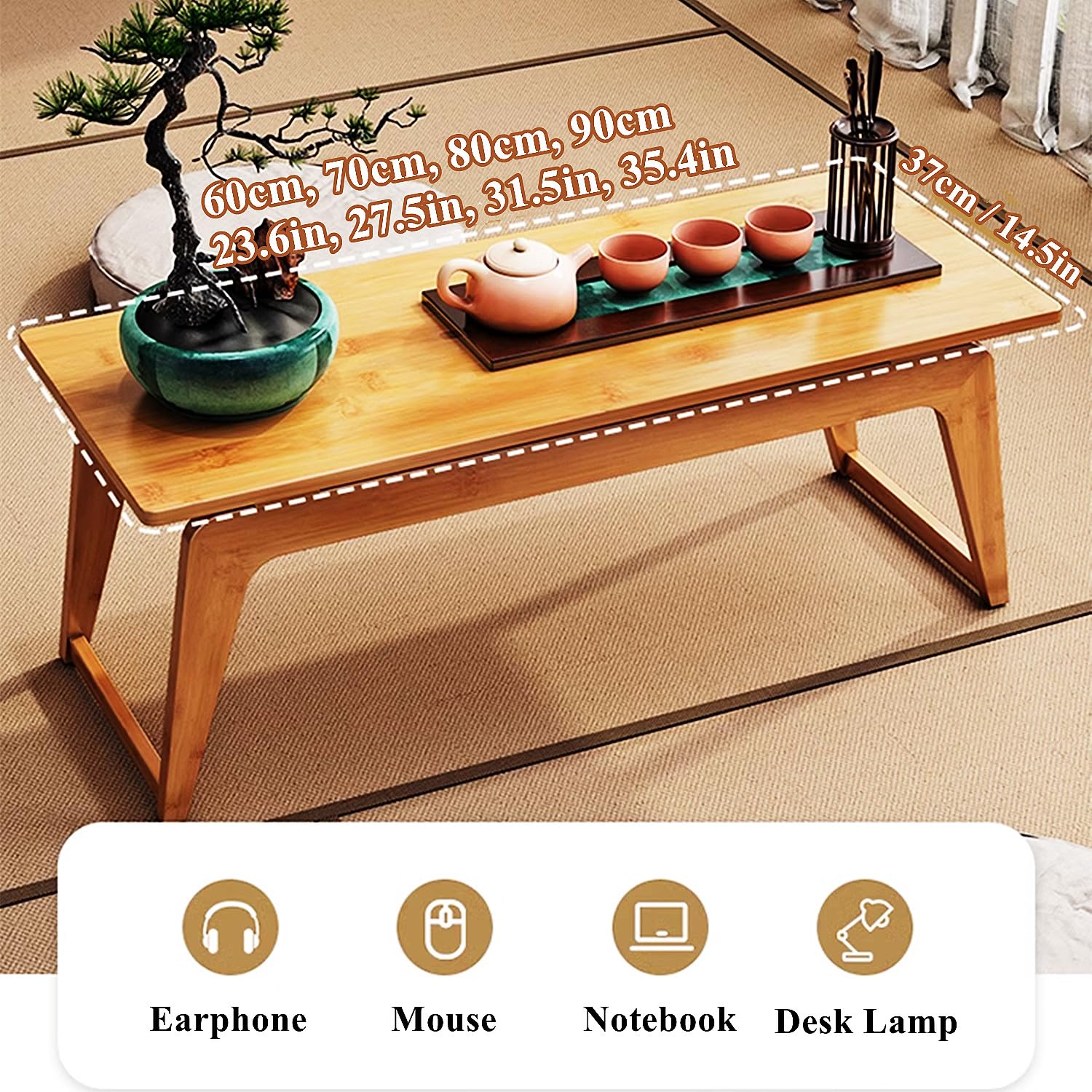 Amazon.com: WTTTTW Antique Tatami Tea Table, Bamboo Coffee Table