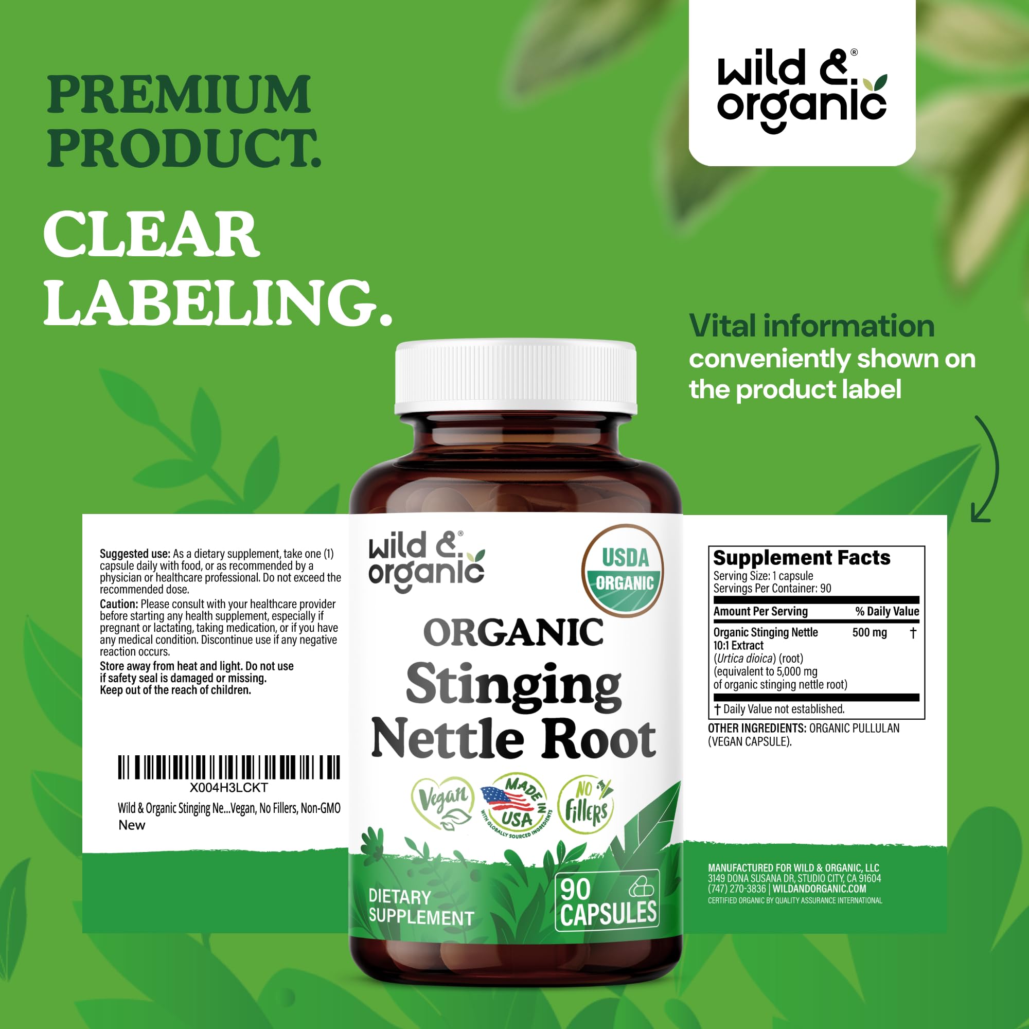 USDA Organic Stinging Nettle Root Capsules - Urinary Support - 90 Count — Amazon image 7