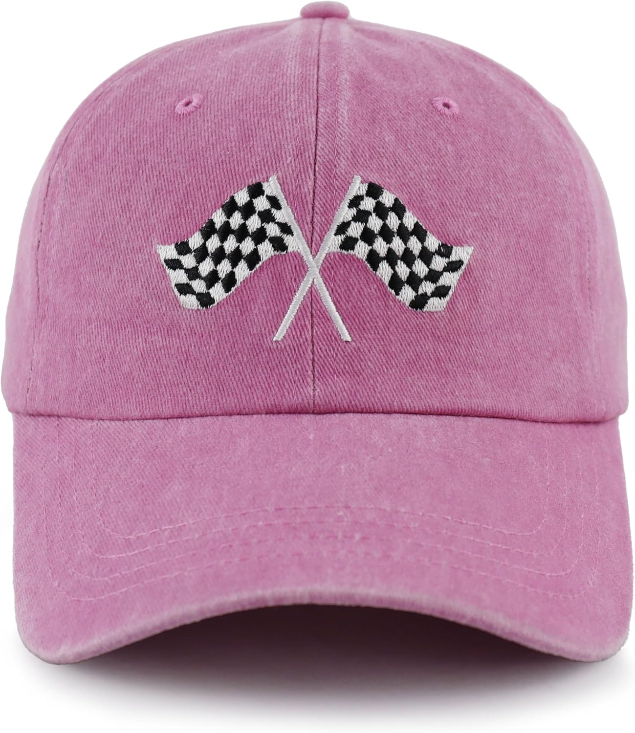 Racing Hat for Men Women, Adjustable Embroidered Washed Cotton Checkered Flags Race Car Baseball Cap