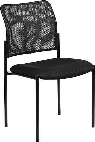 Flash Furniture Jana Comfort - Silla auxiliar apilable de acero de malla negra Flash Furniture Jana Comfort - Silla auxiliar apilable de acero de malla negra
