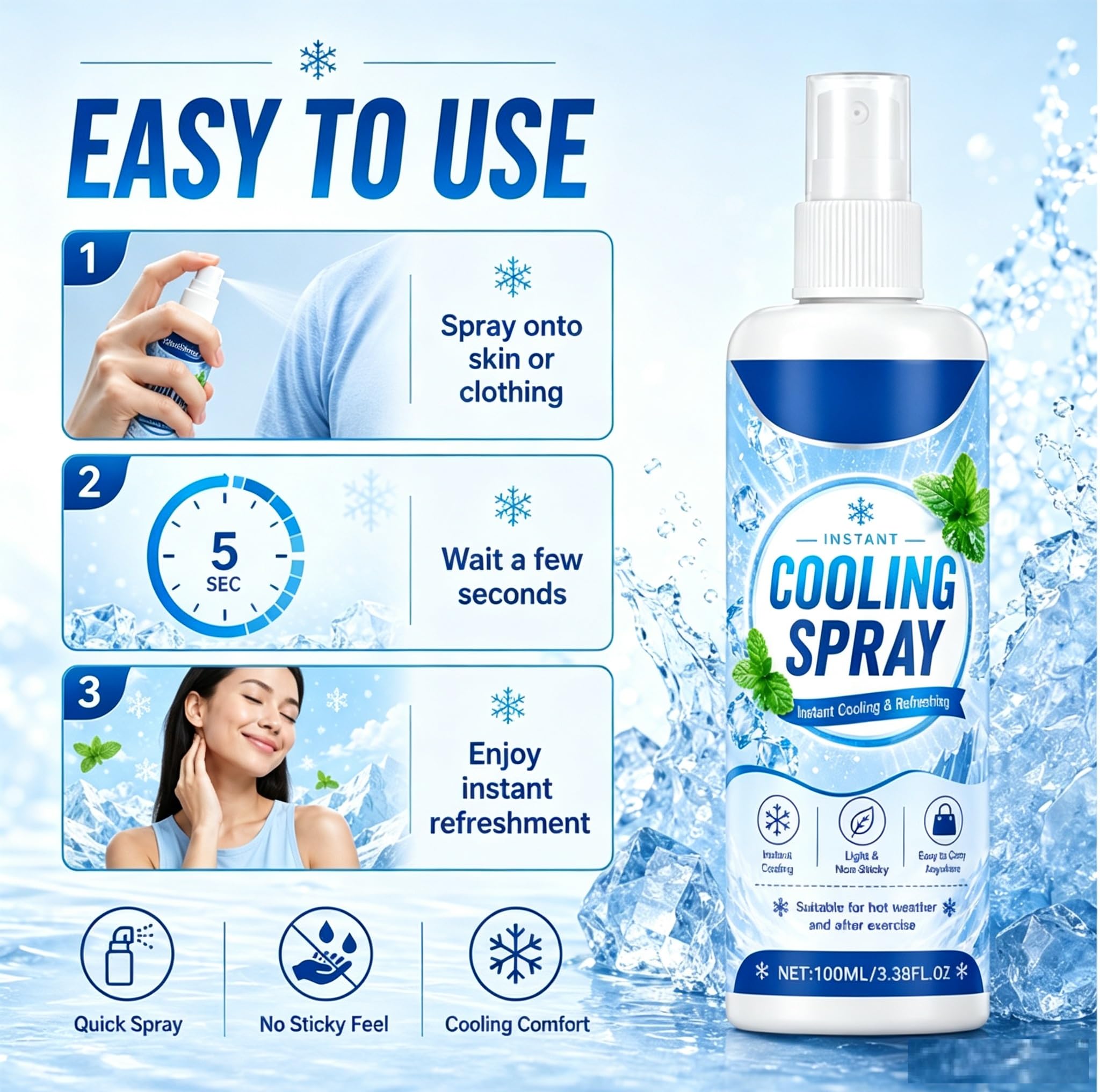 Instant Cooling Mist Spray für heißes Wetter, Summer Essentials Cooling Spray für das Gesicht (8pcs)