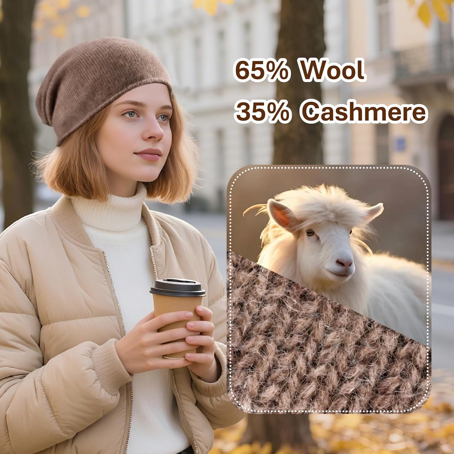 ZLYC Women Cashmere Blend Slouchy Beanie Hat Seamless Knit Winter Skull Cap - Image 2