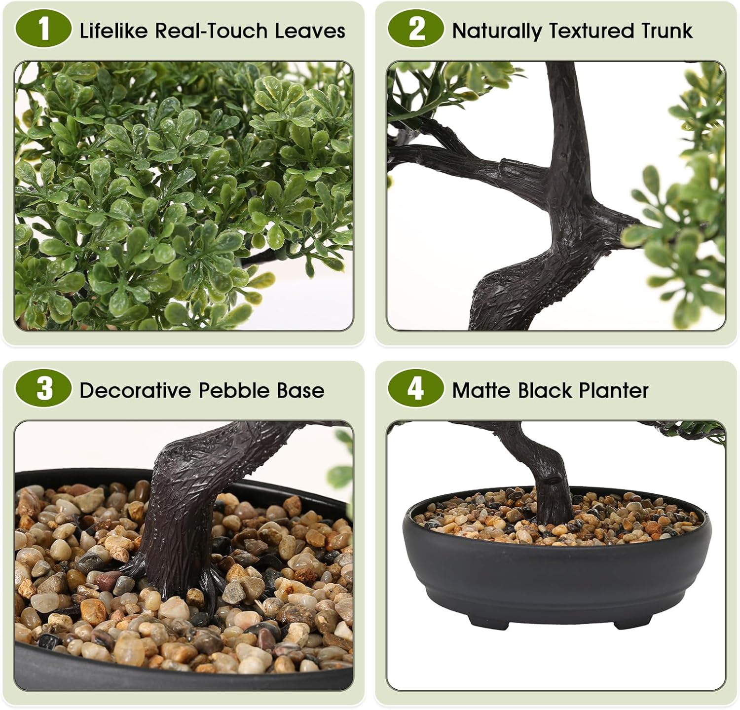ALAGIRLS Artificial Bonsai Tree, Fake Juniper Plants Indoor Small Fake Bonsai Tree Indoor with Pot and Pebbles Artificial Bonsai Tree Indoor for Desk Home Office Bathroom Shelf Decorations