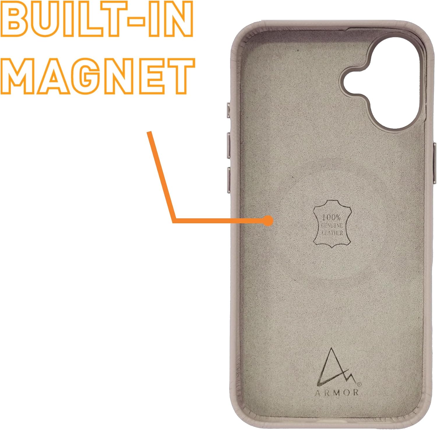 Armor Leather Magnetic Case for iPhone 16 Pro Max (Pluto Beige)
