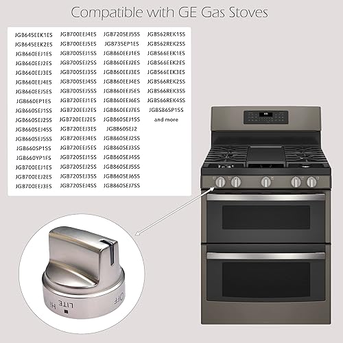 Miniatura 3 de Paquete de 5 pomos de estufa WB03X24818  Repuesto de pomo de estufa de primera calidad  Orificio reforzado en forma de D  Perillas de repuesto de