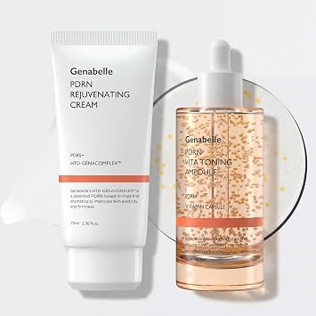 Genabelle PDRN Duo Set 2.36 fl oz each Vita Toning Ampoule & Rejuvenating Cream, Hydrating, Brightening & Smoothing Korean Skincare for Glass Skin