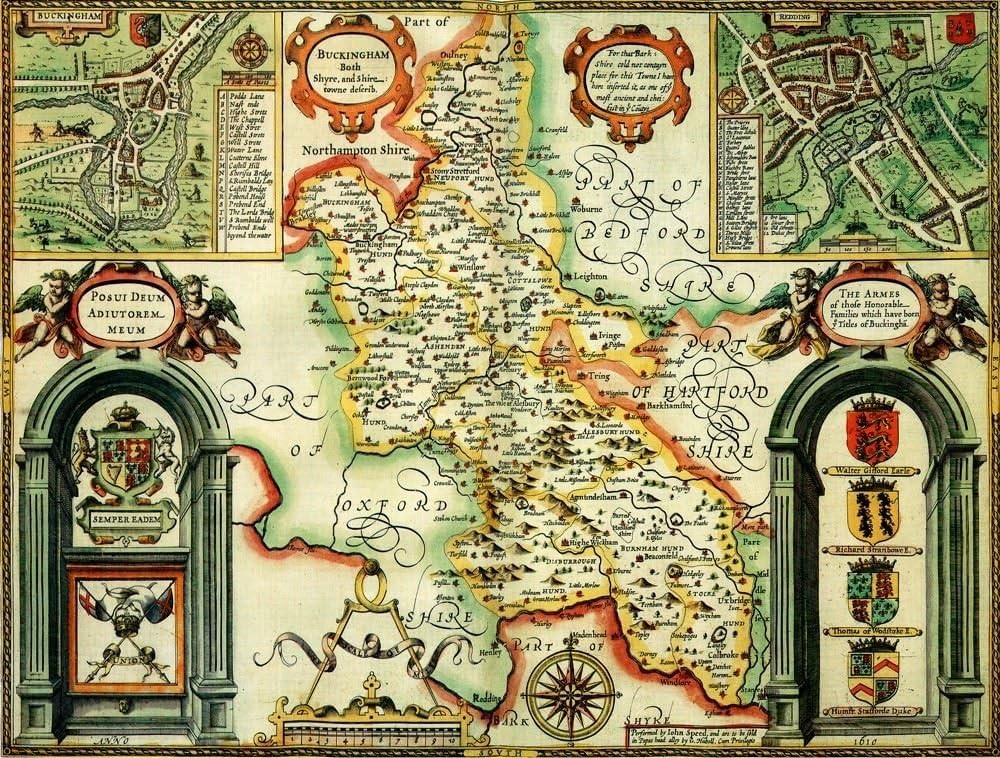 Buckinghamshire Historical Map 1000 Piece Jigsaw Puzzle (1610) - John Speed