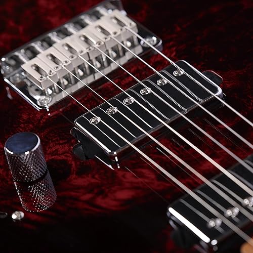 Miniatura 6 de TN2 - Guitarra eléctrica de cuerpo sólido con cuello de arce tostado y cuerpo de caoba (rojo)