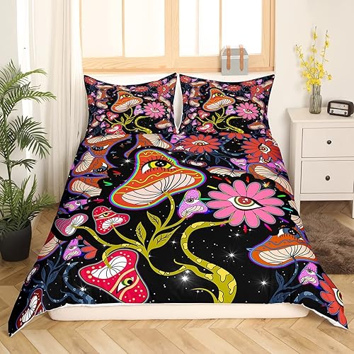 Miniatura 23 de Erosebridal Juego de cama de flores hippie, decoración de cumpleaños, funda de edredón, lindo juego de ropa de cama floral arcoíris para niñas y