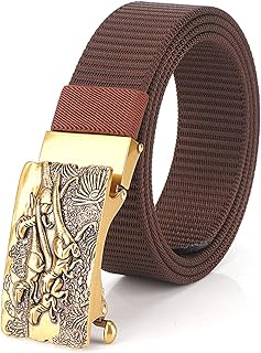 JTRHD Cinturón de Trabajo De Lona de Nailon para Hombre 4 Colores Cinturón de aleación Automático Hebilla Cinturón de Hombre Nylon Bronce Hebilla Pantalones de Mediana Edad Totalmente Ajustable