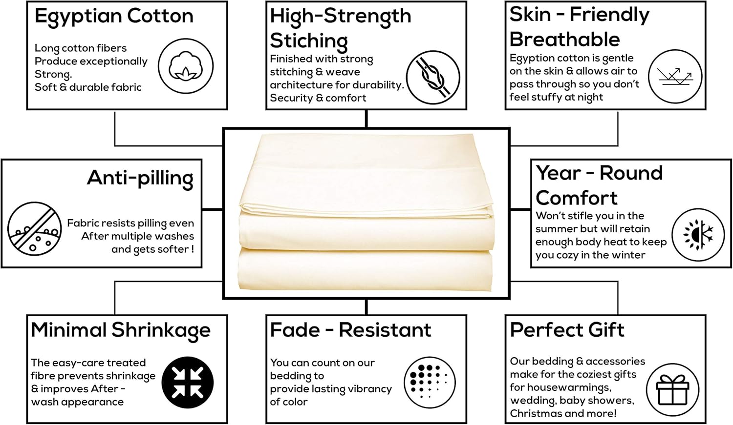 Cal King Size Flat Sheet - 600 Thread Count Sateen Weave - 100% Cotton Sateen Top Sheet Only - Soft, Cooling, Breathable & Wrinkle-Resistant – Hotel-Style Luxury Bedding (Ivory)