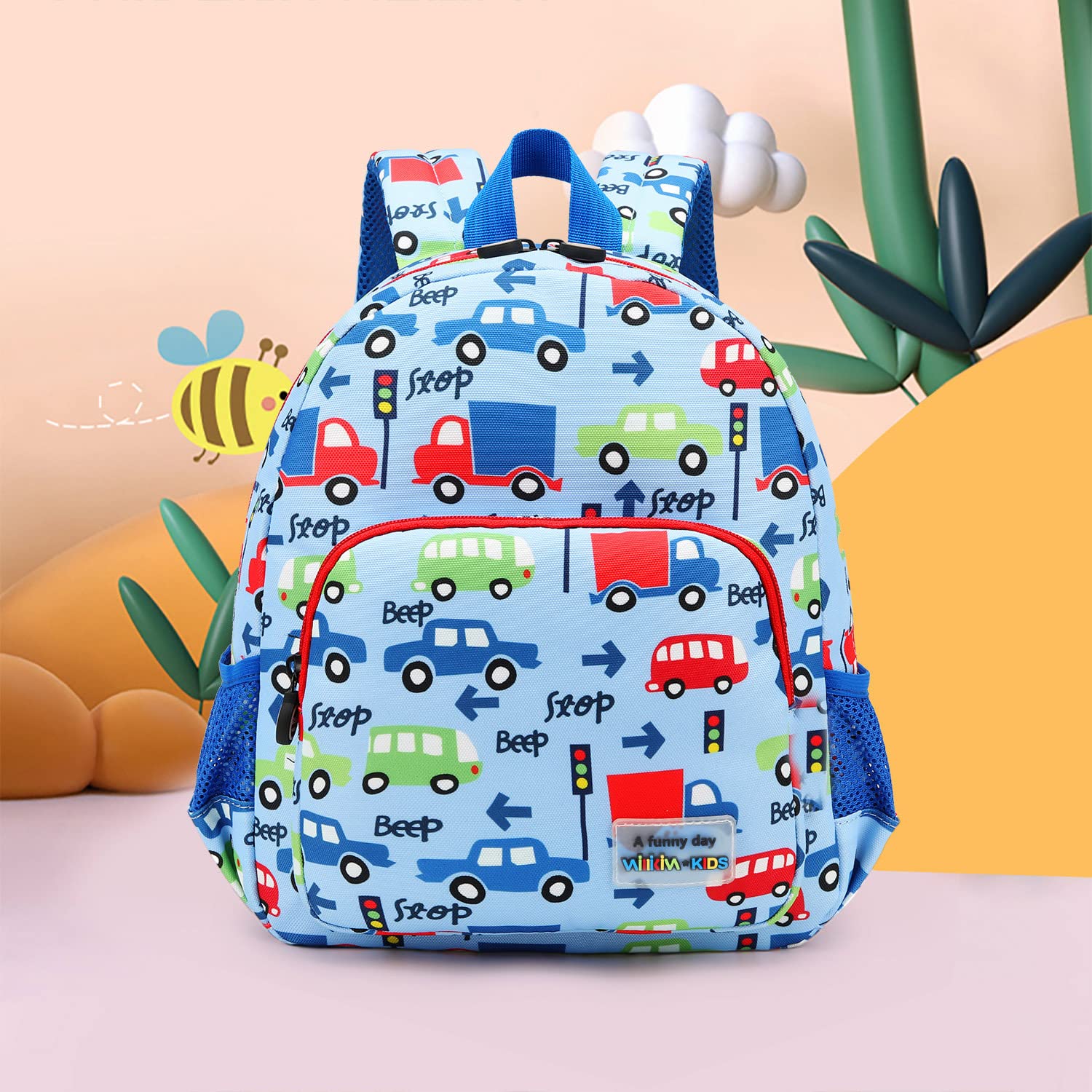 willikiva Mochila de dinosaurio 3D para niños y niñas, mochila impermeable con arnés de seguridad para preescolar