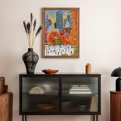 Miniatura 5 de Rompecabezas de otoño de 1000 piezas para adultos, divertido rompecabezas de nieve de otoño e invierno, collage de rompecabezas de arte otoñal como