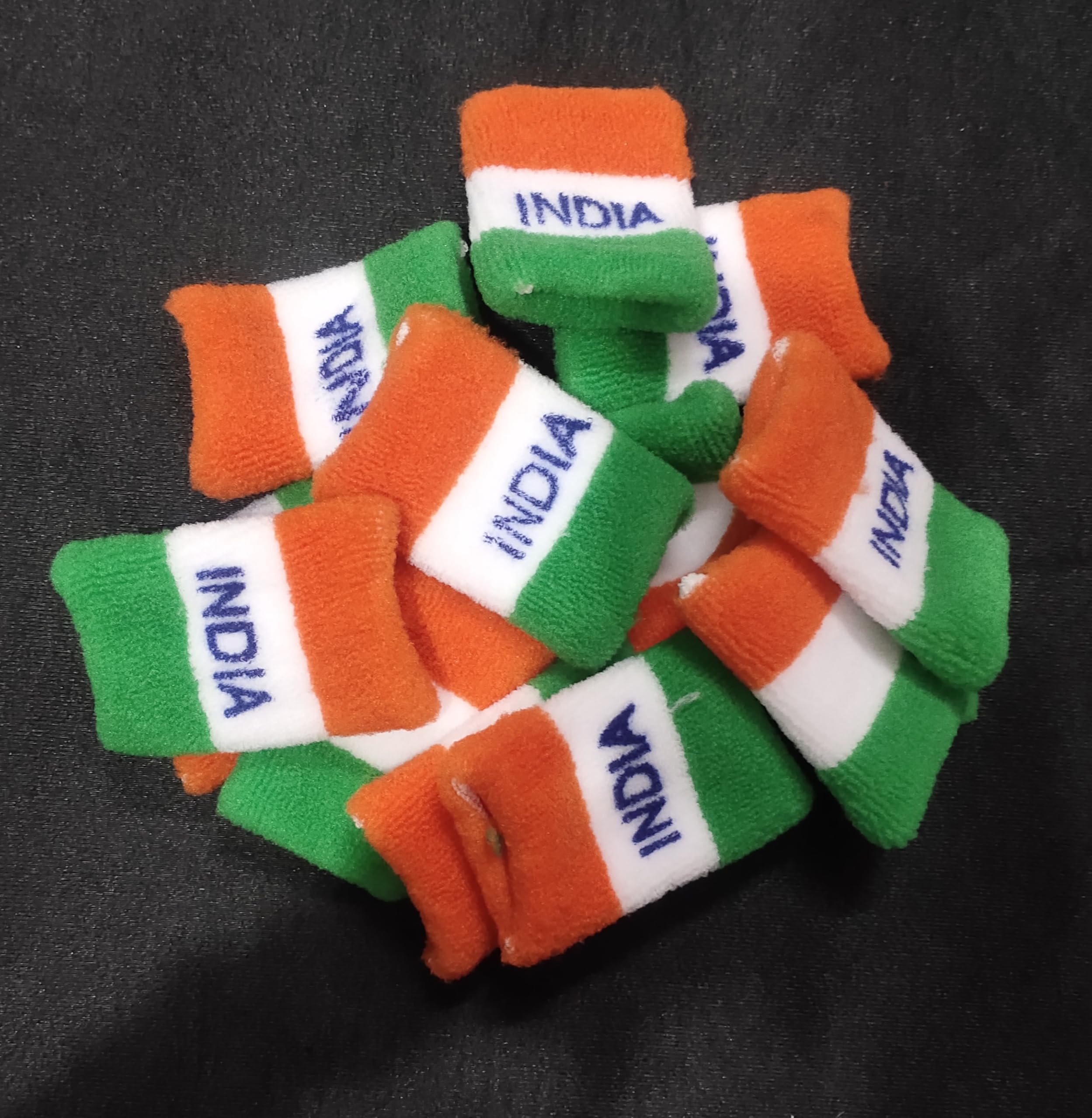 Generic Indian Flag Wristbands, Tricolour Sports Bands with India Text, Pack of 10, Orange-White-Green-image-33