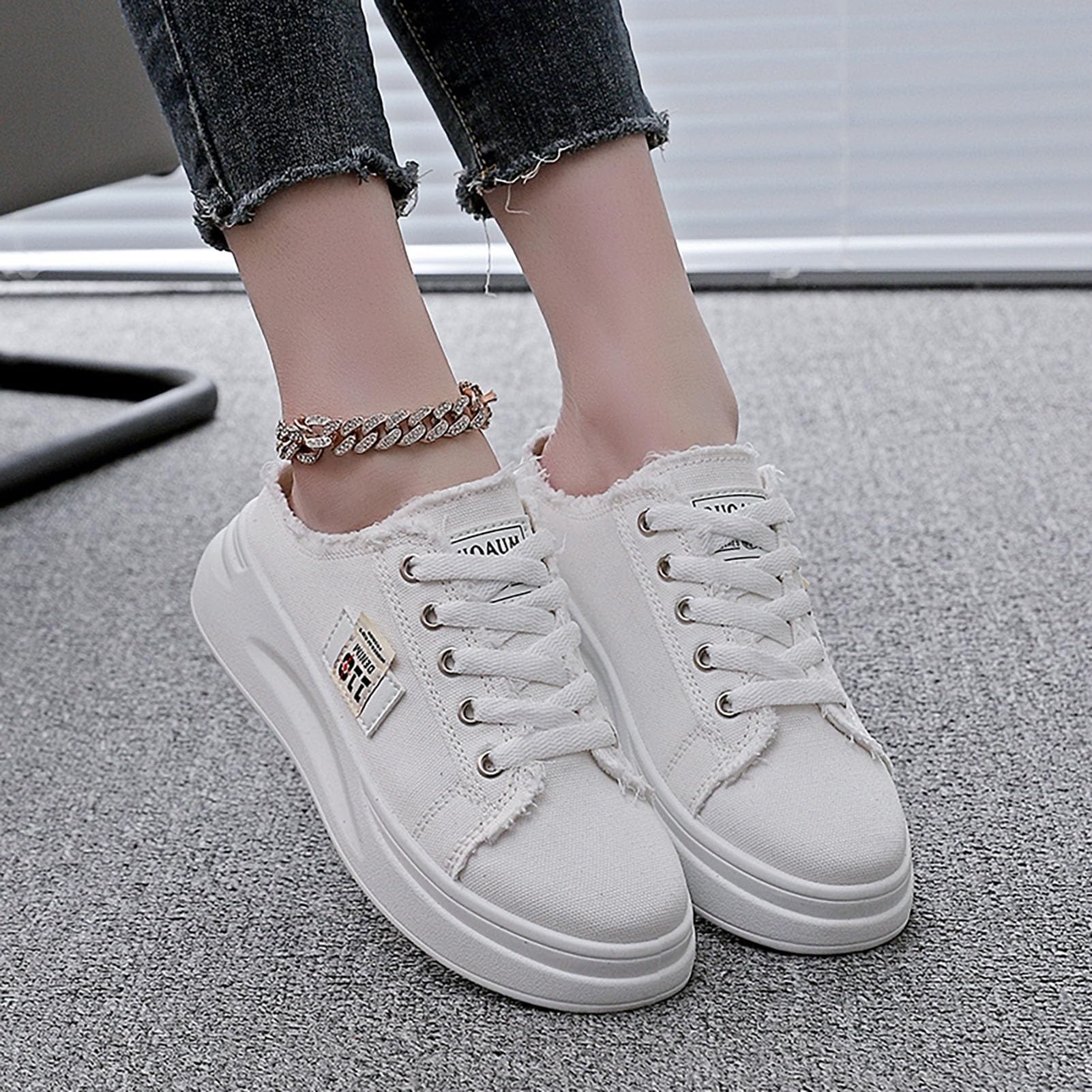 Damskie buty z płótna, buty typu sneakers z niskim topem, buty na platformie, płaskie buty, wygodne buty robocze do codziennego użytku, swobodne