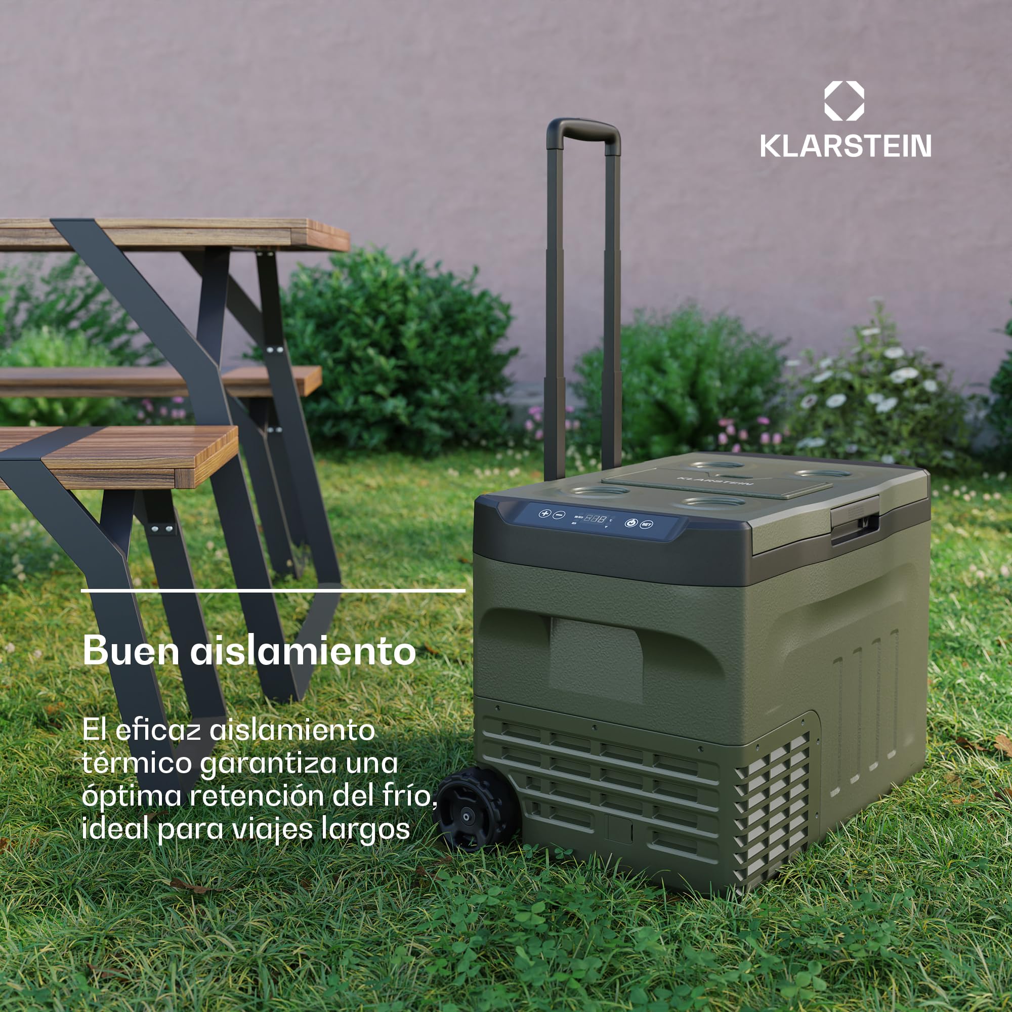 Klarstein PolarForce 30L Nevera portátil - Nevera portátil eléctrica con compresor, Panel LCD, -20°C a 20°C, Ruedas Todoterreno, Asas Dobles, Modo Eco, Ideal para Camping & Viajes, Freezer