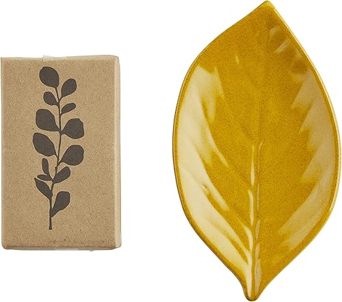 Miniatura 2 de Mud Pie Pinehill - Juego de soporte para hojas y jabón, mostaza