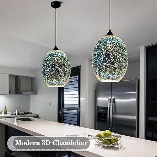 Miniatura 5 de Moderna lámpara colgante de fuegos artificiales 3D, luces colgantes coloridas de cristal de fuegos artificiales, lámpara colgante única para cocina,
