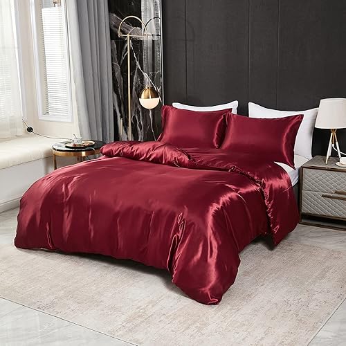 Juego de funda de edredón de satén sedoso, ropa de cama de lujo azul marino para verano, primavera, otoño, luna de miel, juegos de ropa de cama de