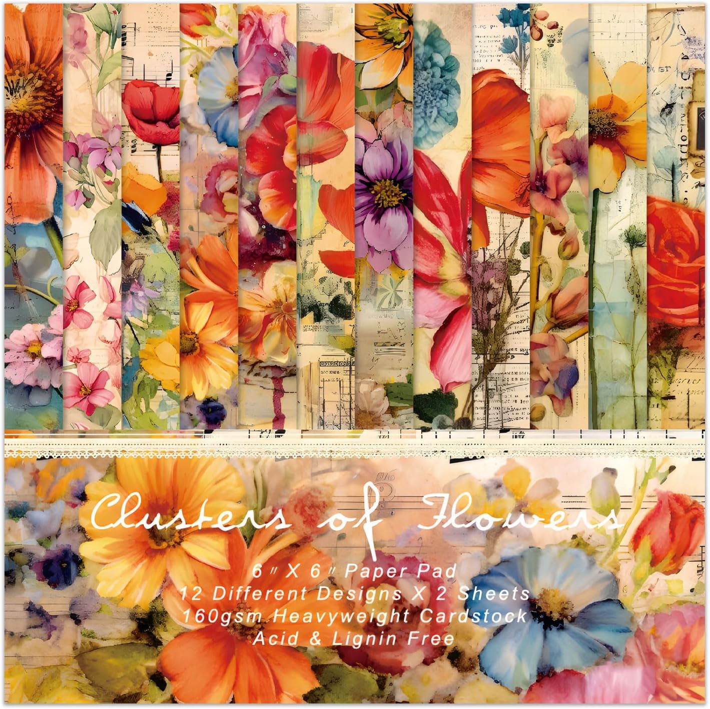 24 Carte Scrapbooking 15x15cm - Carta Decoupage Per Album Fai Da Te E Biglietti - Foto 11