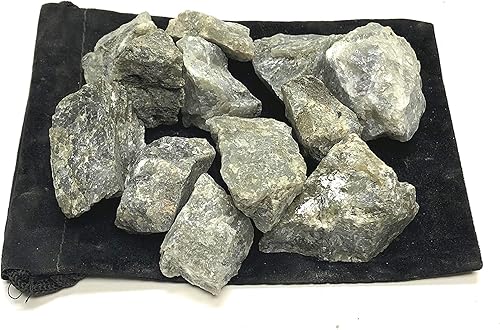 Miniatura 2 de Zentron Labradorita áspera natural, incluye bolsa de terciopelo, piezas grandes de 1 pulgada (1/2 libra)