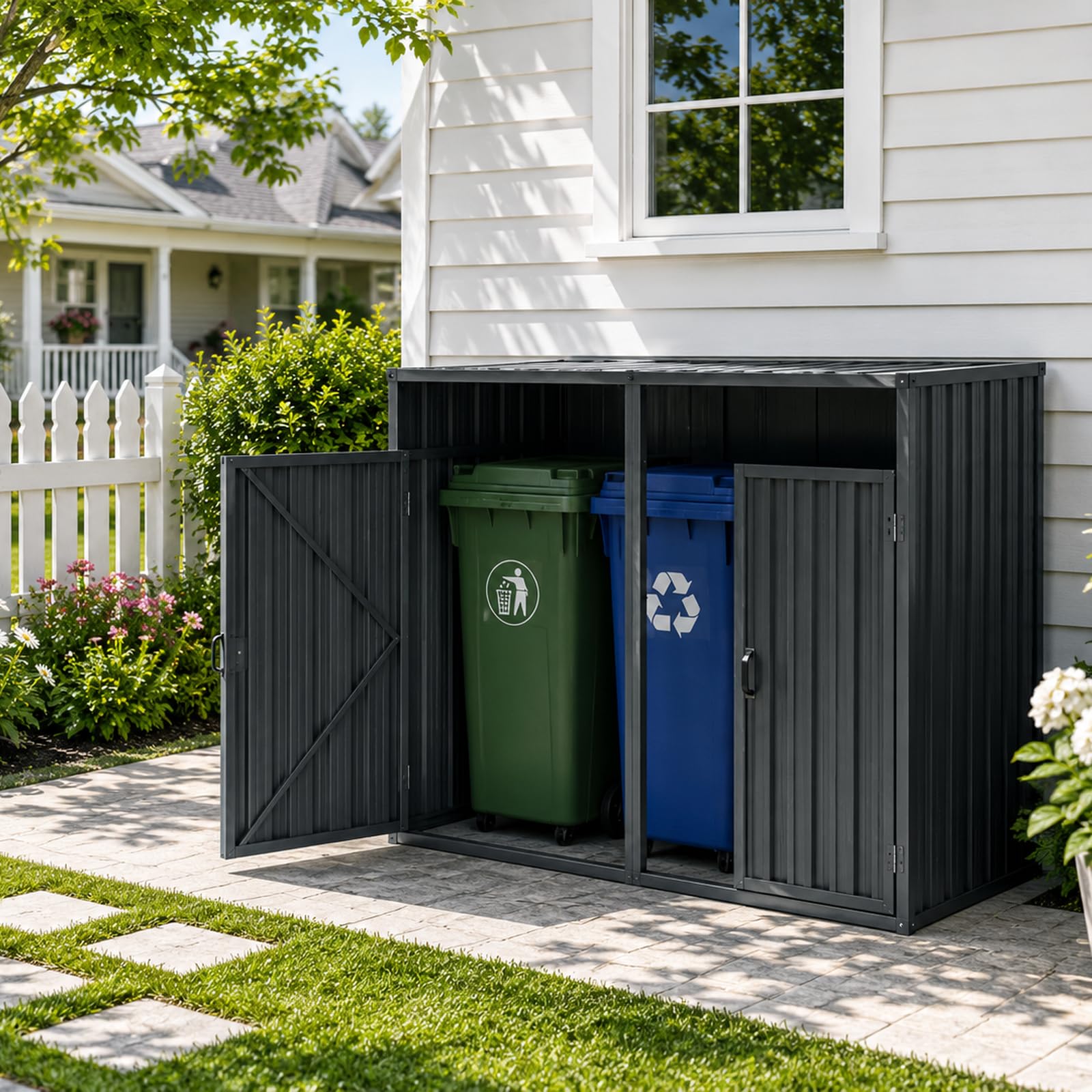 Amazon.com : JT Double Garbage Bin Shed, 63