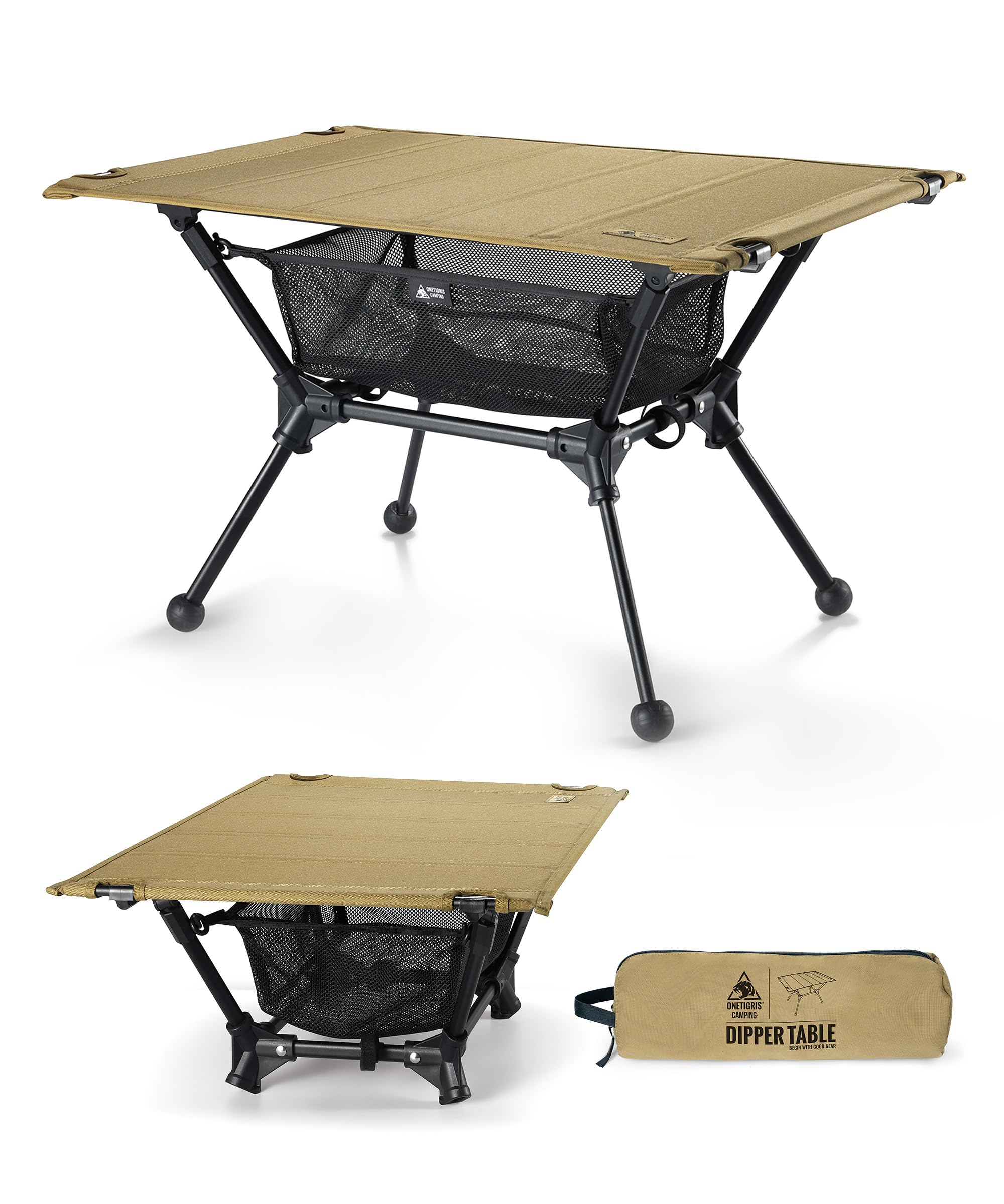 OneTigris Dipper faltbar Campingtisch klappbar, Camping Tisch Klapptisch mit Tragetasche und Netztasche, Kleiner Tisch Outdoor Ultraleicht für Angeln Wandern 60 x 40 x 37 cm