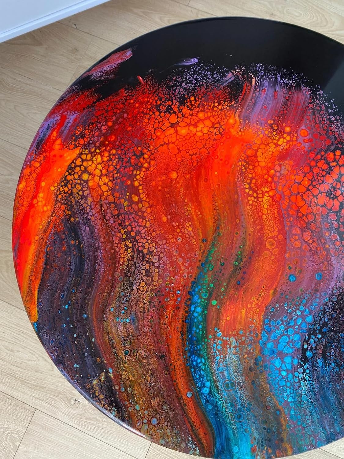 Vibrant Multicolor Epoxy Resin Round Coffee Table Living Room Table Center Table Dining Table Hallway Table Patio Table Office Table Side Table End Table Home Décor (18" Inches Tall, 30 x 30 Inches) image 3