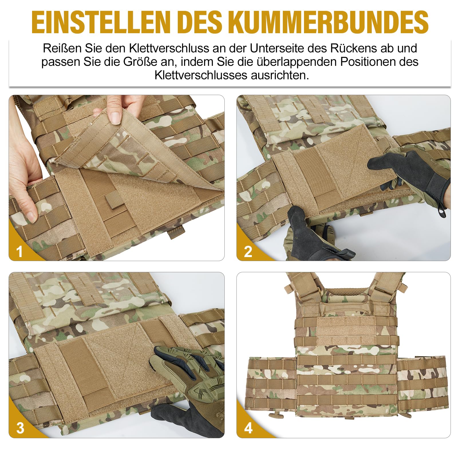 OneTigris FYR Plattenträger, Taktische Plate Carrier Schnellverschluss-System Airsoft Weste, Verstellbarer MOLLE Platten Träger Brustschützer für Paintball Polizei Softair