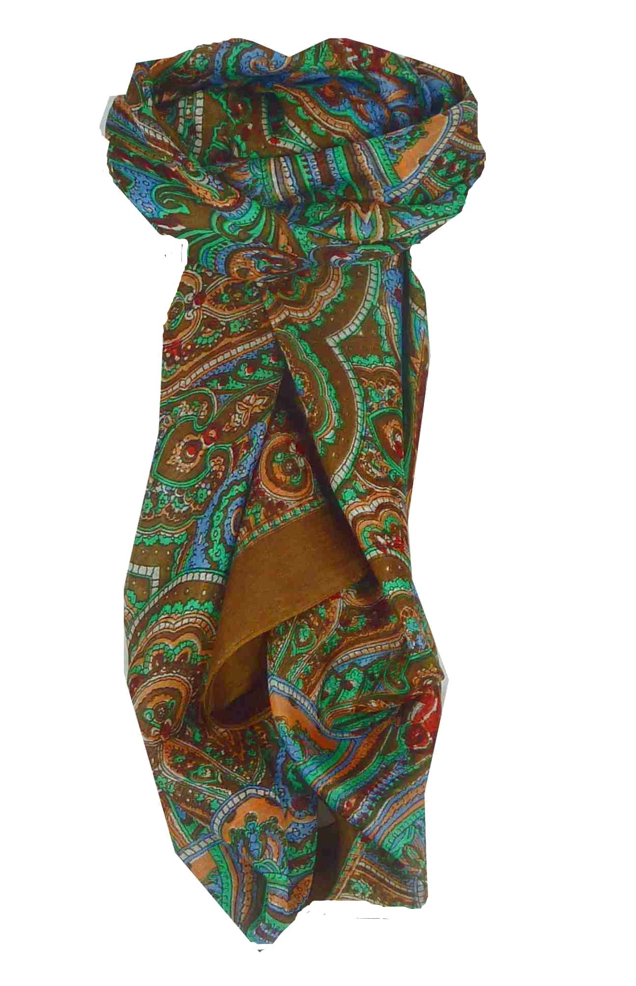 Pashmina & Silk Mulberry Silk Traditional Square Scarf Shimla Gold