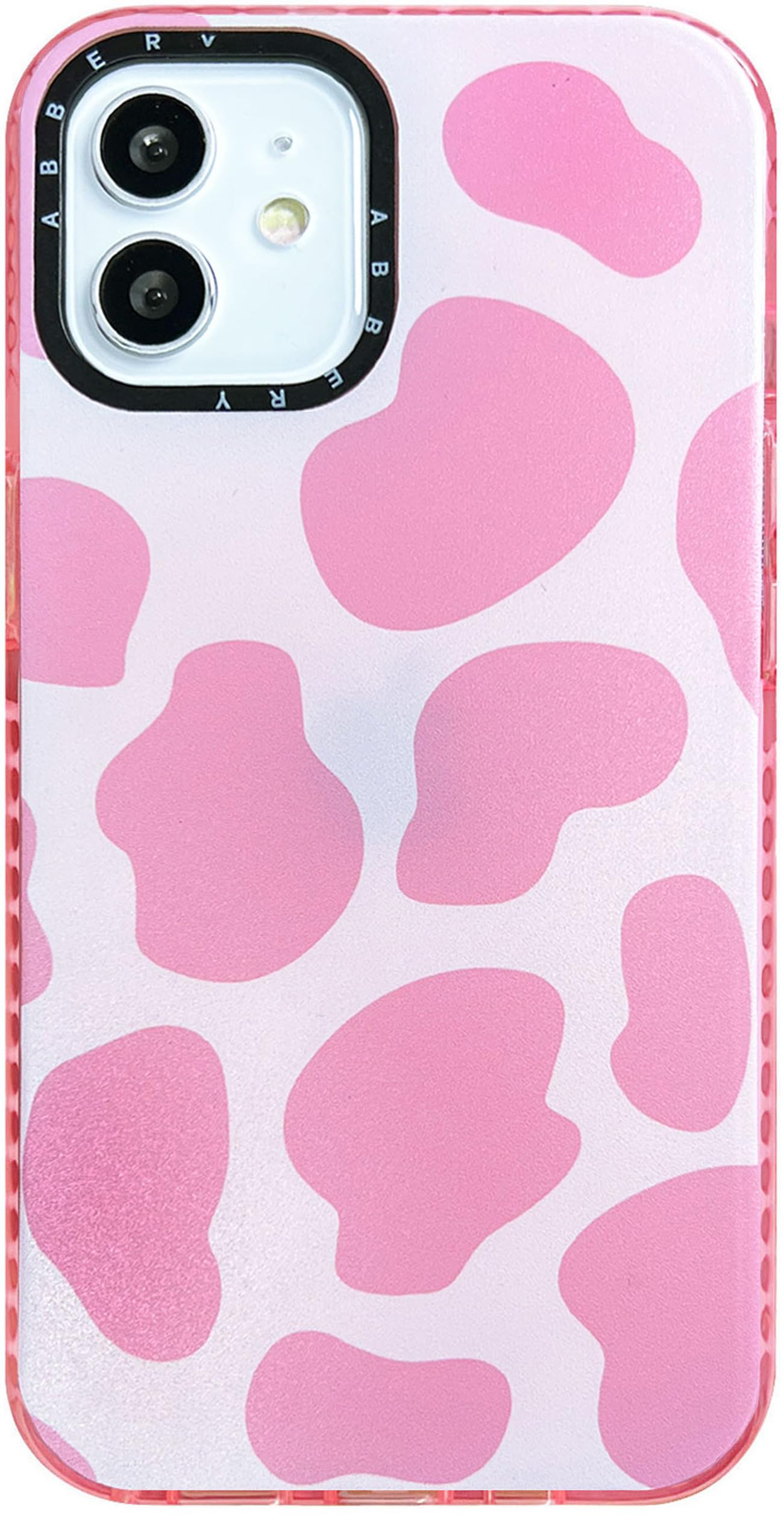 Abbery für iPhone 12/iPhone 12 Pro Hülle Rosa Kuh Muster Kuhflecken Durchsichtig Druck Weiche klare Transparent mit Design Silikon Stoßfest Gummi Süß Schutzhülle Kratzfest Frauen Mädchen