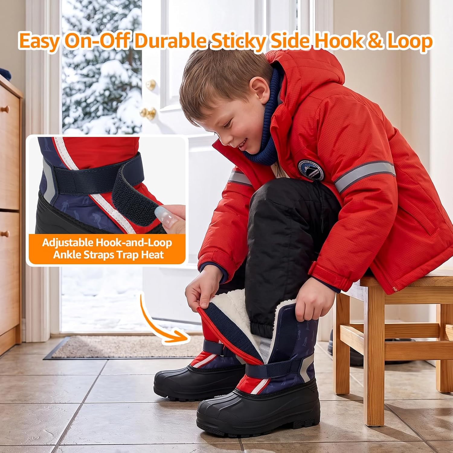 STQ KIDS Boys Girls Snow Boots Waterproof Winter Duck Boot