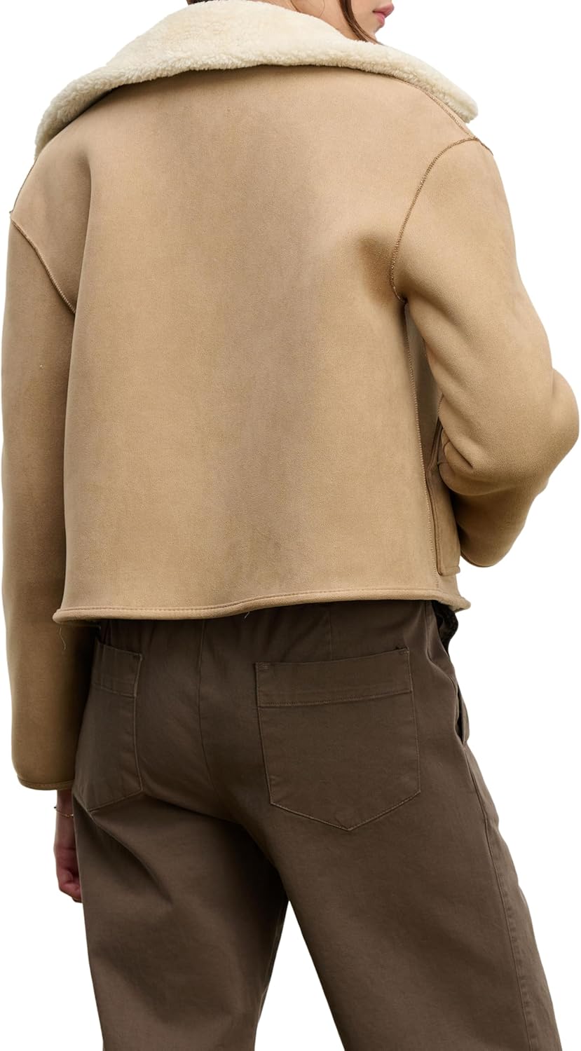 VELVET BY GRAHAM & SPENCER Women's Amara Reversible Sherpa Jacket, Sand, X-Small - Image 2