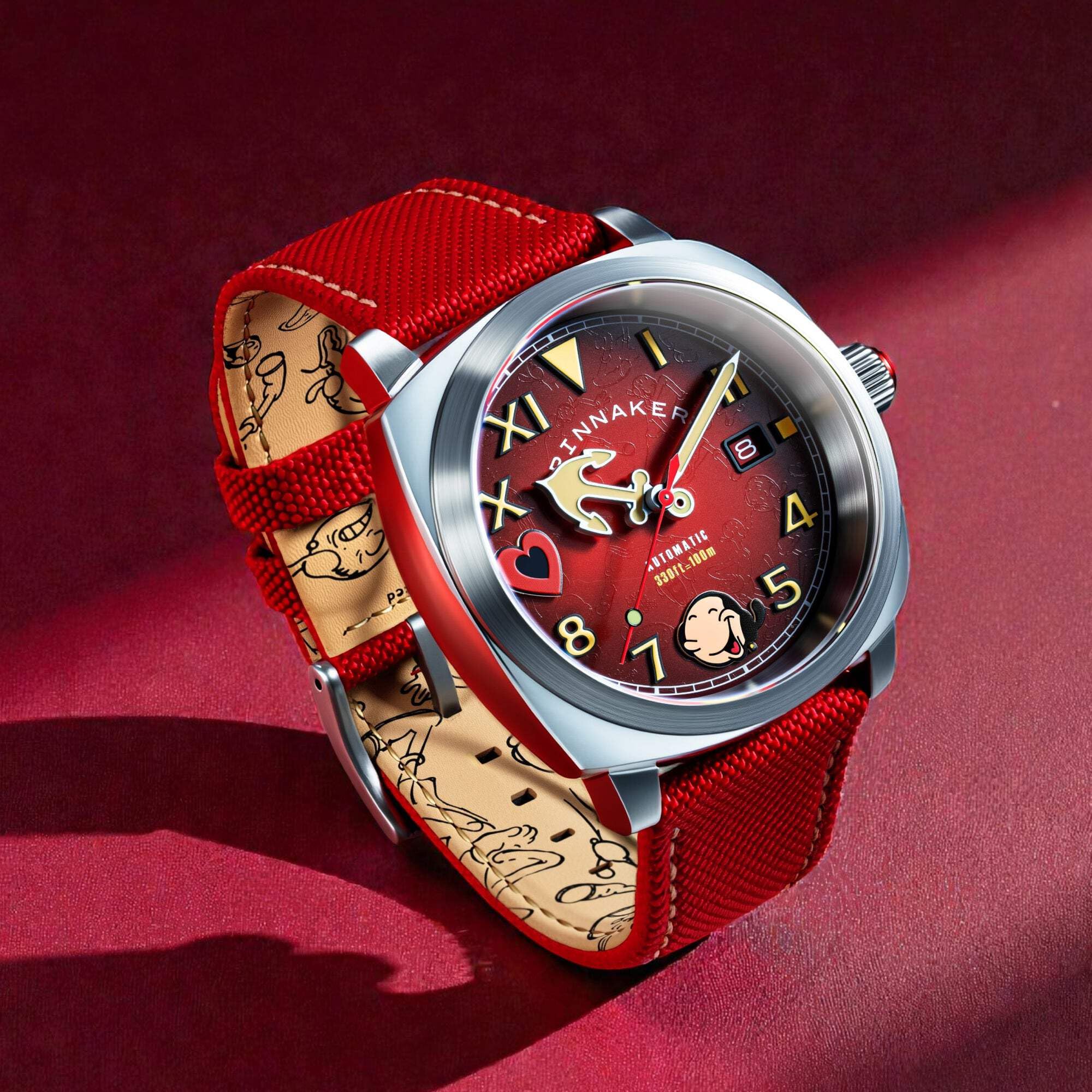 Spinnaker Herren-Armbanduhr 42 mm Hull California Automatik Popeye Sailors and Sweethearts Limited Edition mit Nylonband SP-5169