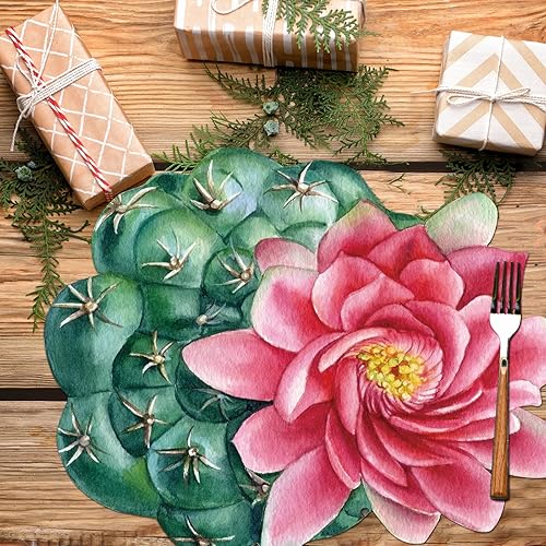 Miniatura 4 de Juego de 100 manteles individuales desechables de cactus de 12 pulgadas, manteles individuales de papel floral para mesa de comedor, tapetes de