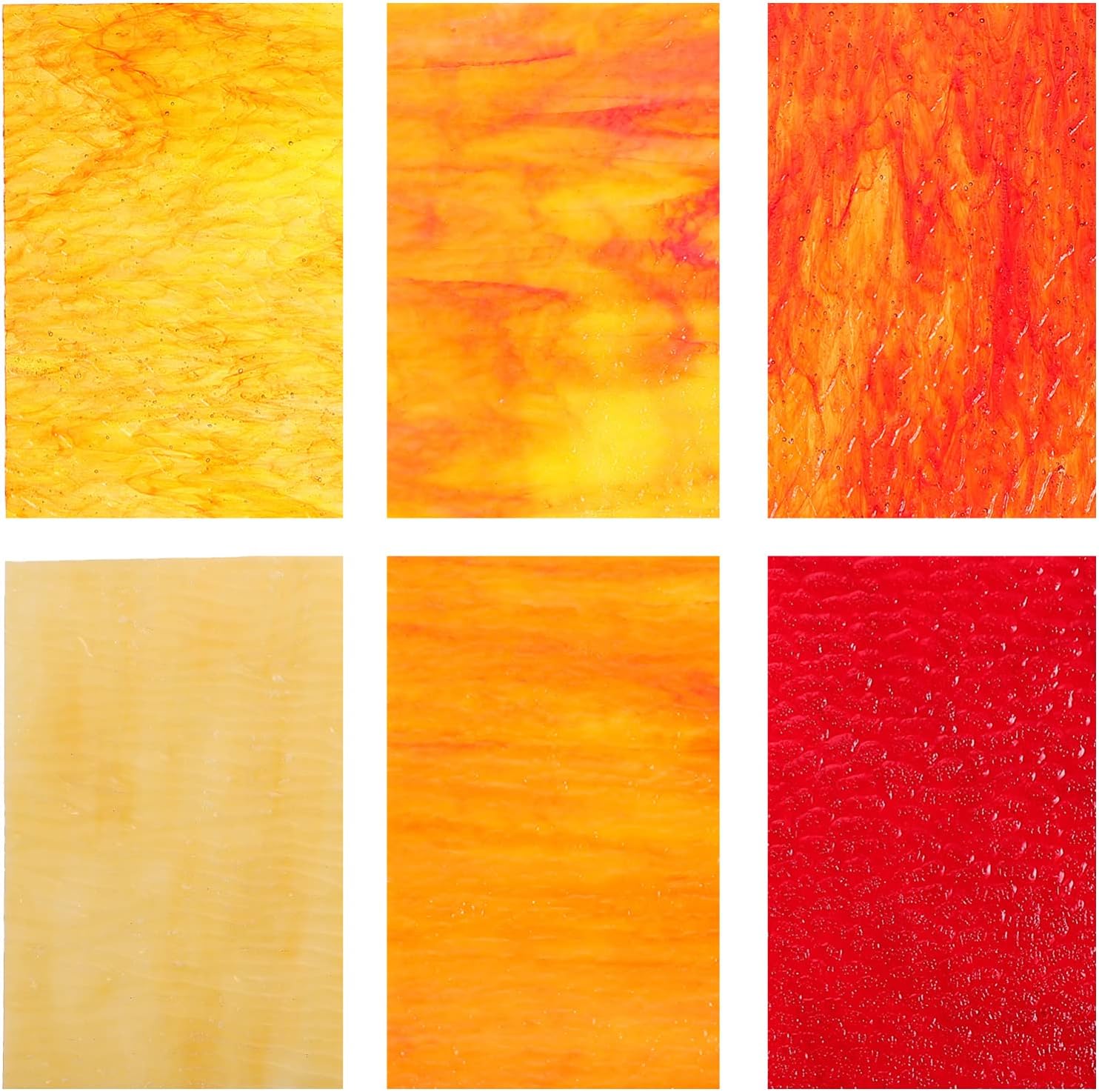 EXCEART Colored Glass Sheet 6pcs Stained Glass Sheets Cathedral Glass